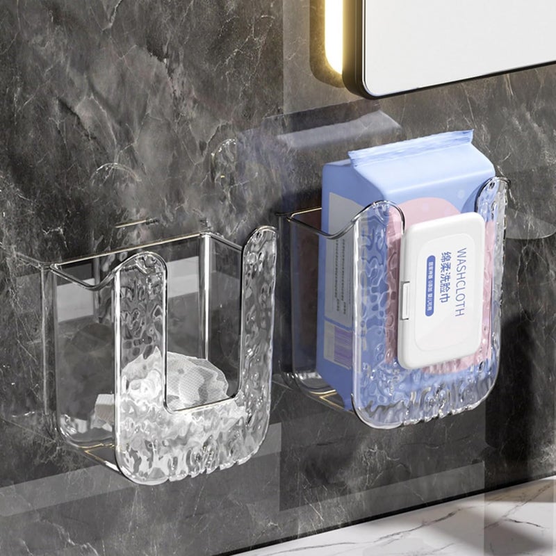 Lusebiy Kitchen Wipes Storage Box, 2024 New Non-slip Flushable Wipes Holder for Bathroom Toilet, Wall-Mounted Clear Wet Tissue Dispenser Container Box No Punching Refillable Keeps Baby Wipes Fresh Case - Image 5